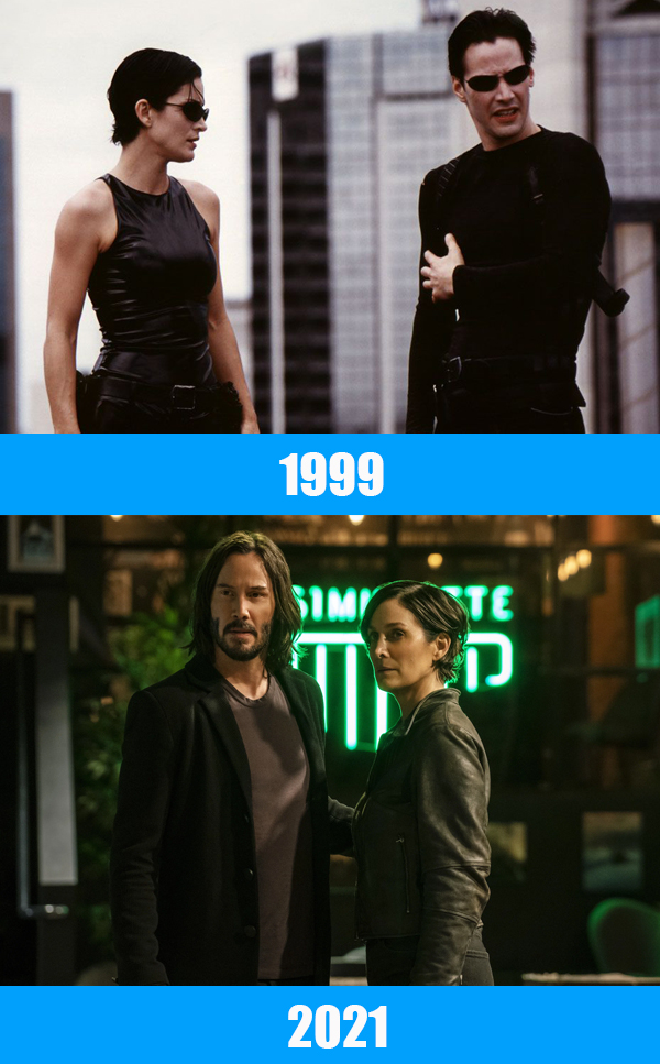 Керри-Энн Мосс и Киану Ривз «Матрица» (The Matrix) в 2021 году